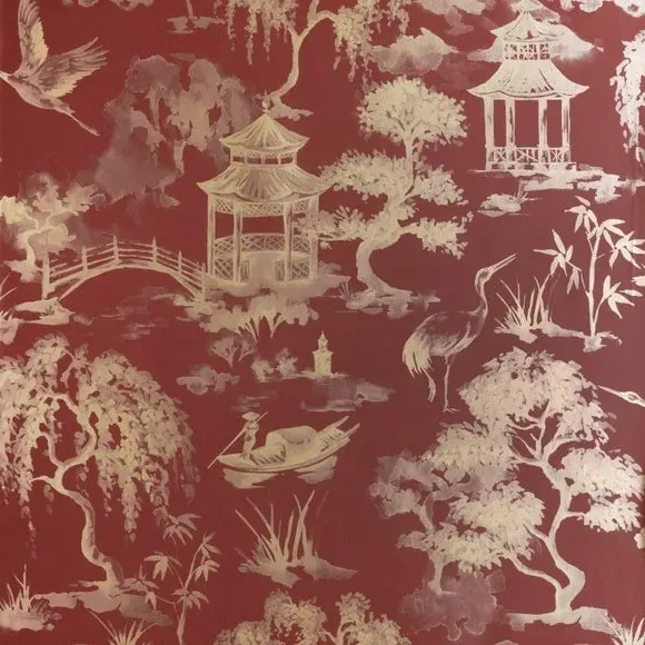 Watercolour Scene Wallpaper - Russet, Paper