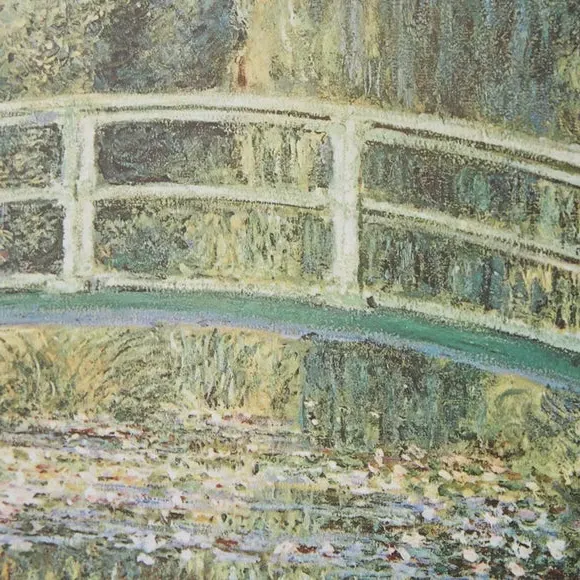 Waterlilies Japanese Bridge Framed Print - Black