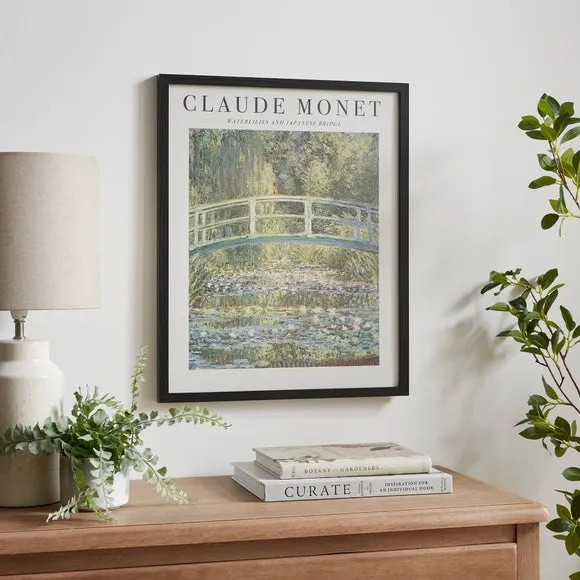 Waterlilies Japanese Bridge Framed Print - Black image