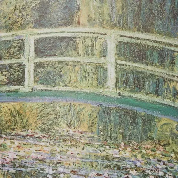 Waterlilies Japanese Bridge Framed Print - Black