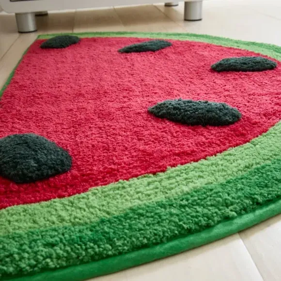 Watermelon Kids Rug with 3D Elements - Red