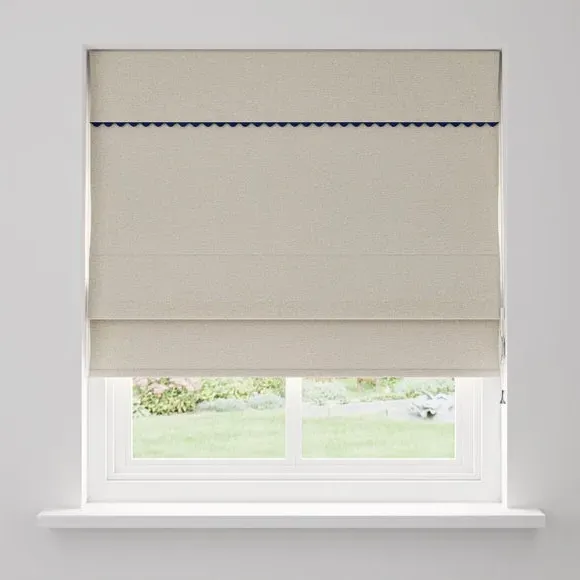 Wave Blackout Roman Blind - Navy, Fabric