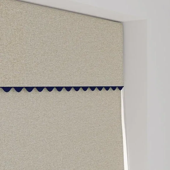 Wave Blackout Roman Blind - Navy, Fabric