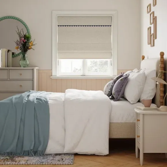 Wave Blackout Roman Blind - Navy, Fabric