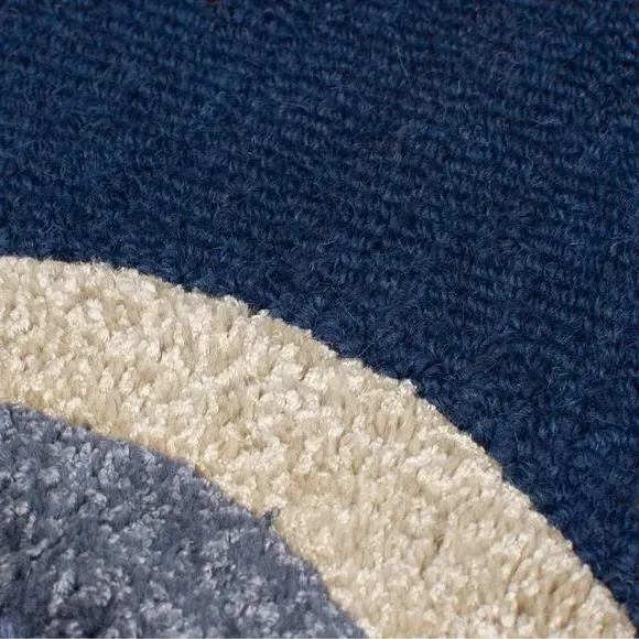 Wave Border Rug - Navy, Wool