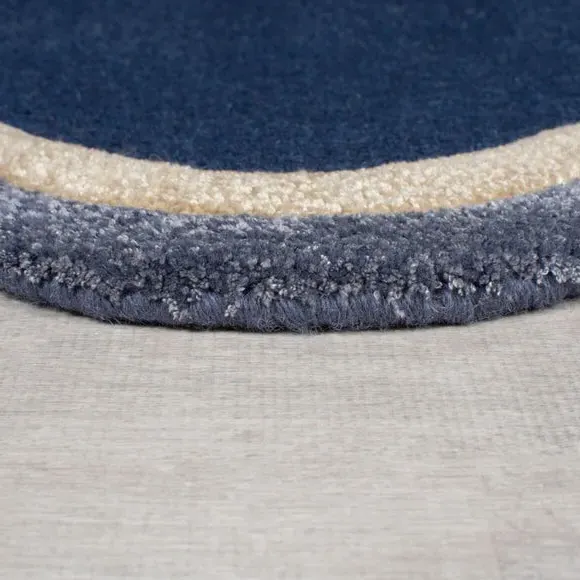 Wave Border Rug - Navy, Wool