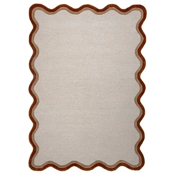 Wave Border Rug - Umber, Wool