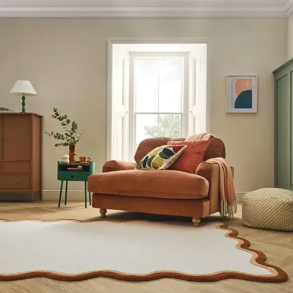 Wave Border Rug - Umber, Wool