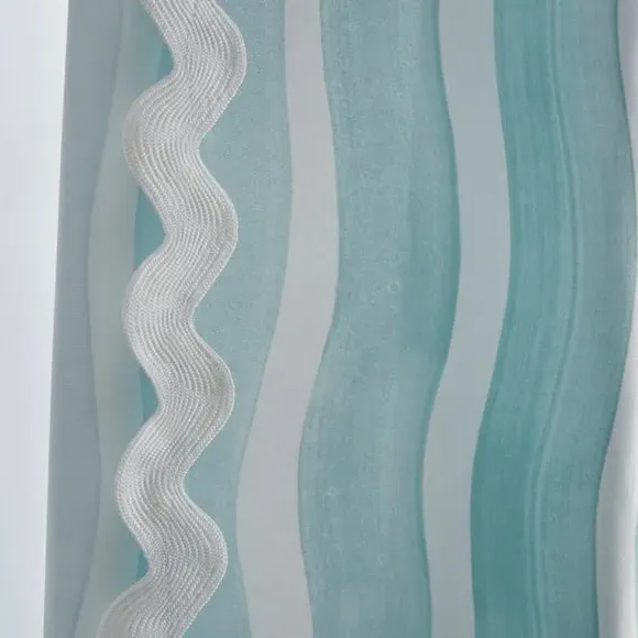 Wave Edge Shower Curtain - Turquoise, Polyester