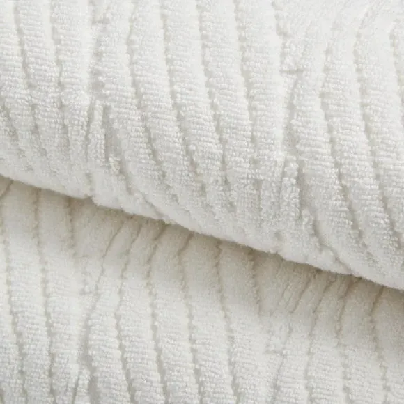 Wave Textured Bath Towel - Cream, Cotton