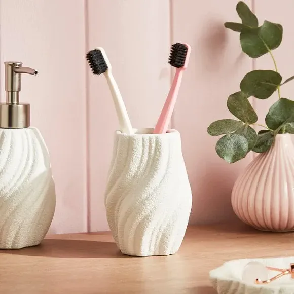 Wave Toothbrush Holder - Cream, Ceramic image