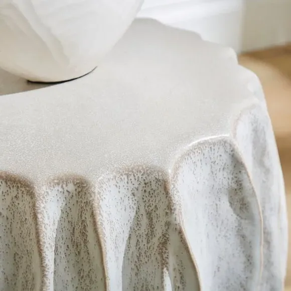 Wavy Side Table Ready Assembled - Grey, Ceramic