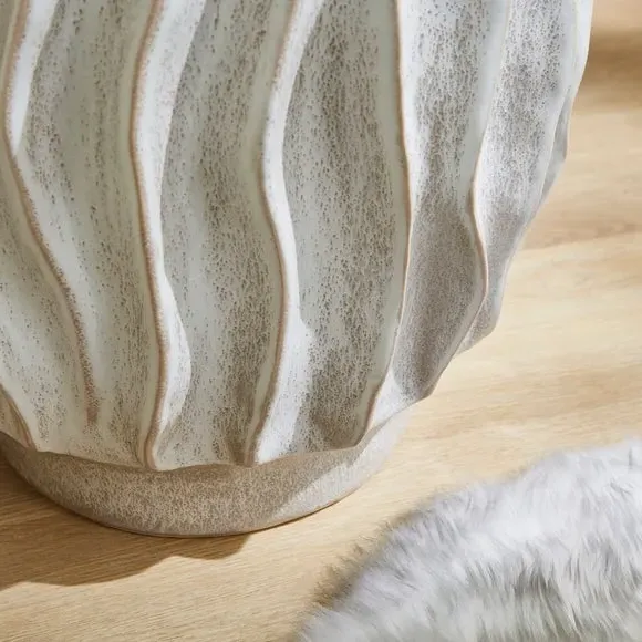 Wavy Side Table Ready Assembled - Grey, Ceramic