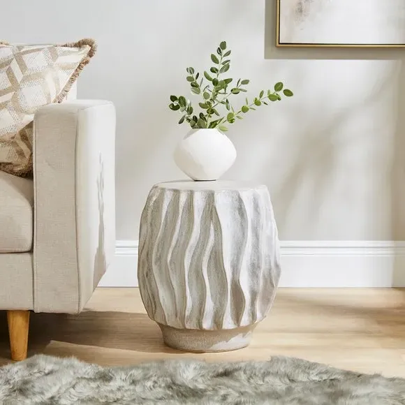 Wavy Side Table Ready Assembled - Grey, Ceramic image