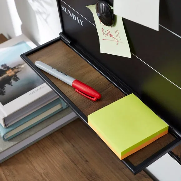 Weekly Wall Planner with Shelf - Black, Magnetic