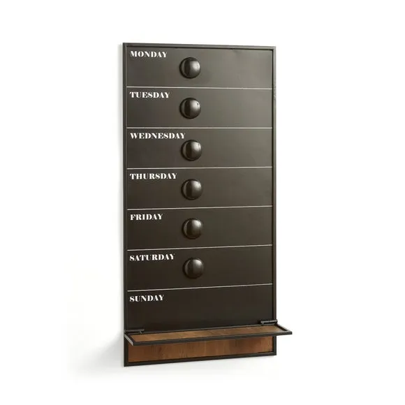 Weekly Wall Planner with Shelf - Black, Magnetic