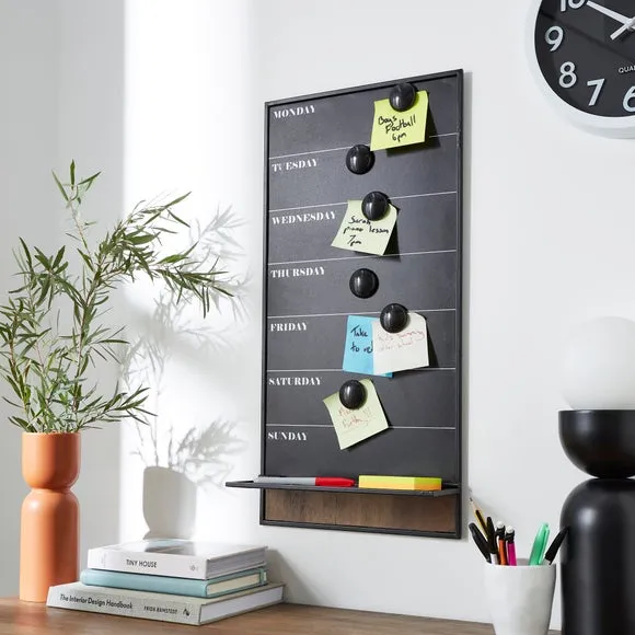 Weekly Wall Planner with Shelf - Black, Magnetic image
