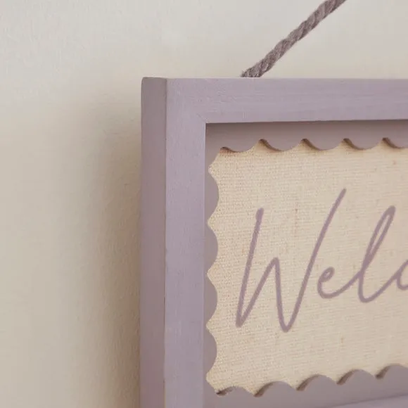 Welcome Home Hanging Plaque - Lilac, Scalloped