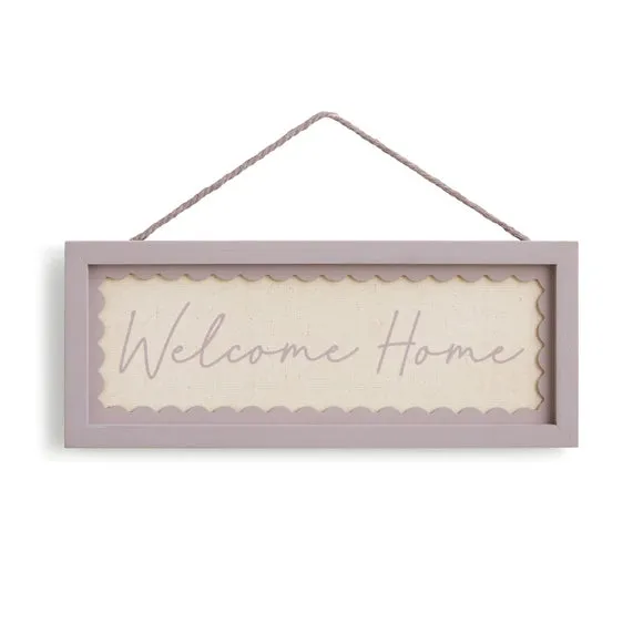 Welcome Home Hanging Plaque - Lilac, Scalloped