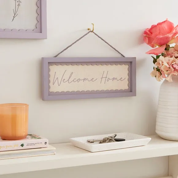 Welcome Home Hanging Plaque - Lilac, Scalloped image