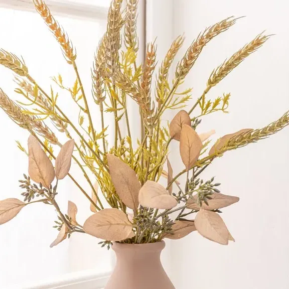 Wheat Bouquet in Ceramic Vase - Blush, Natural