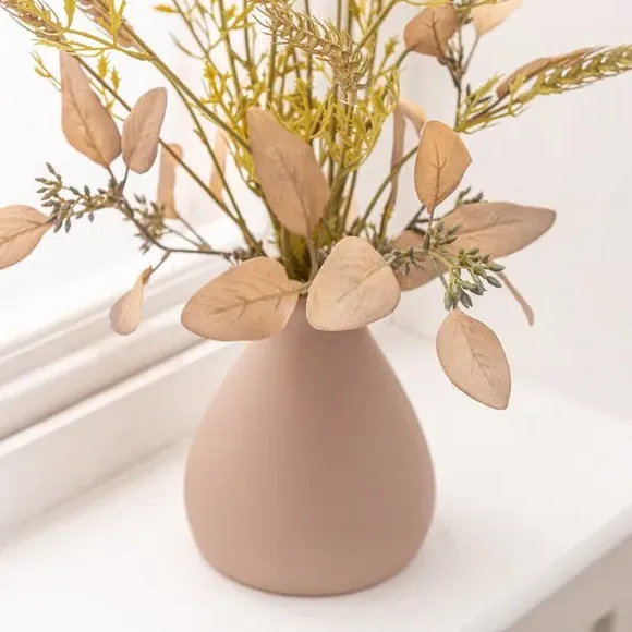 Wheat Bouquet in Ceramic Vase - Blush, Natural