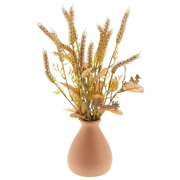 Wheat Bouquet in Ceramic Vase - Blush, Natural