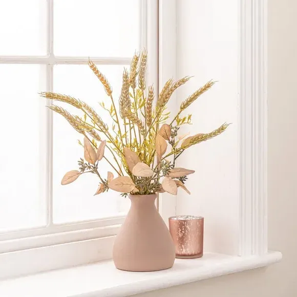 Wheat Bouquet in Ceramic Vase - Blush, Natural image