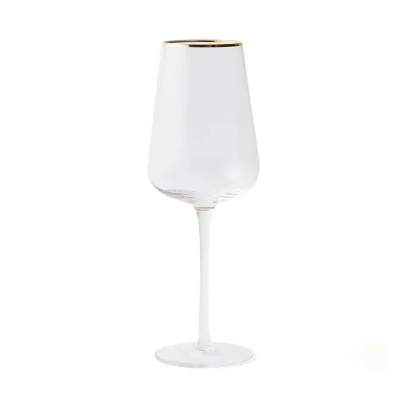 White Wine Glass with Gold Band - Clear, Glass