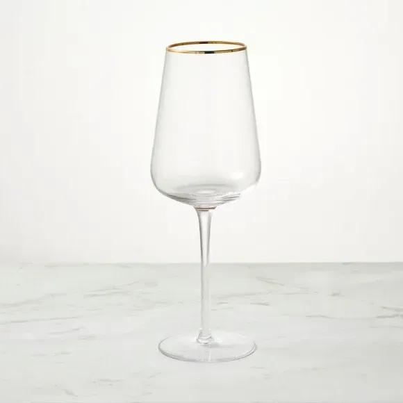 White Wine Glass with Gold Band - Clear, Glass image