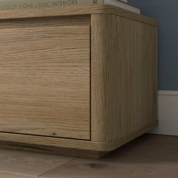 Wide 1 Drawer Bedside Table - Light Wood