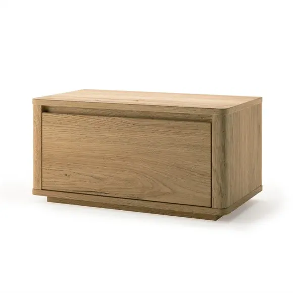 Wide 1 Drawer Bedside Table - Light Wood
