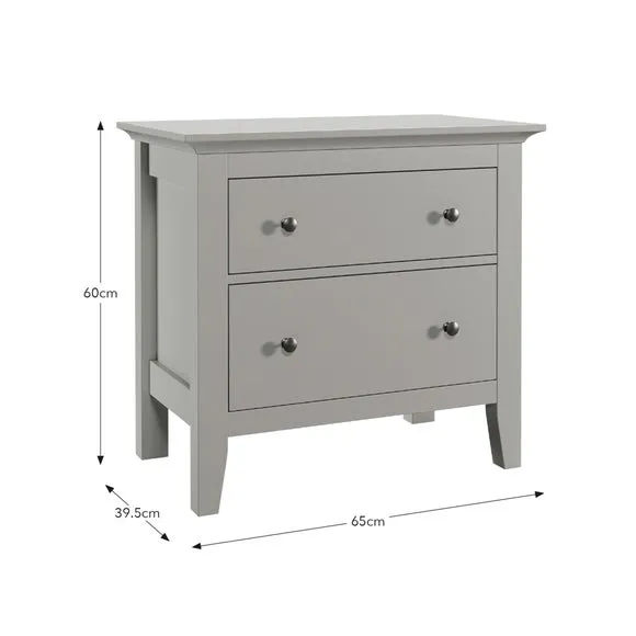 Wide 2-Drawer Bedside Table - Grey