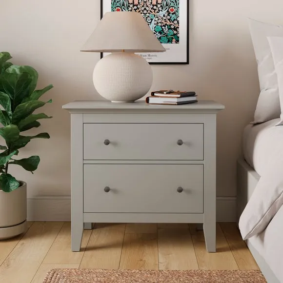 Wide 2-Drawer Bedside Table - Grey image