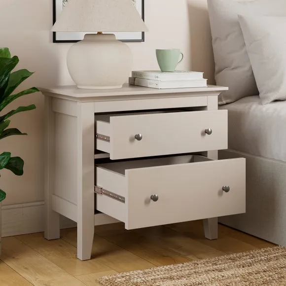 Wide 2-Drawer Bedside Table - Natural