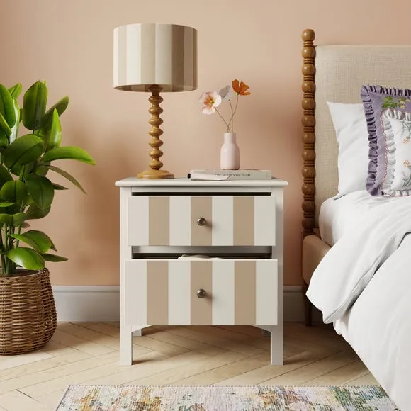 Wide 2-Drawer Bedside Table - Natural, Wood