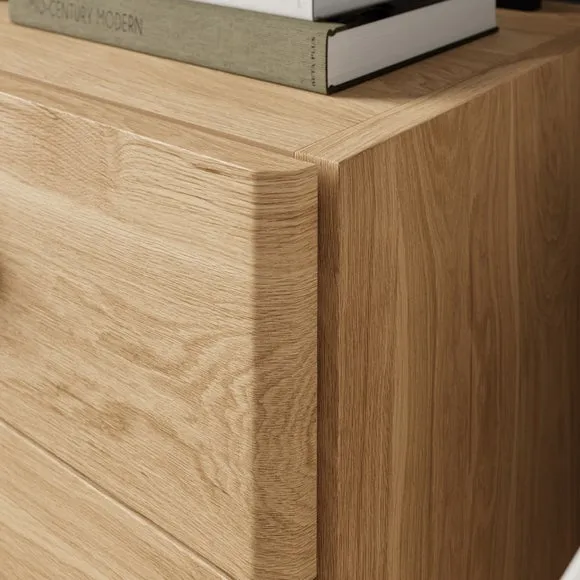 Wide 2-Drawer Bedside Table - Oak Effect