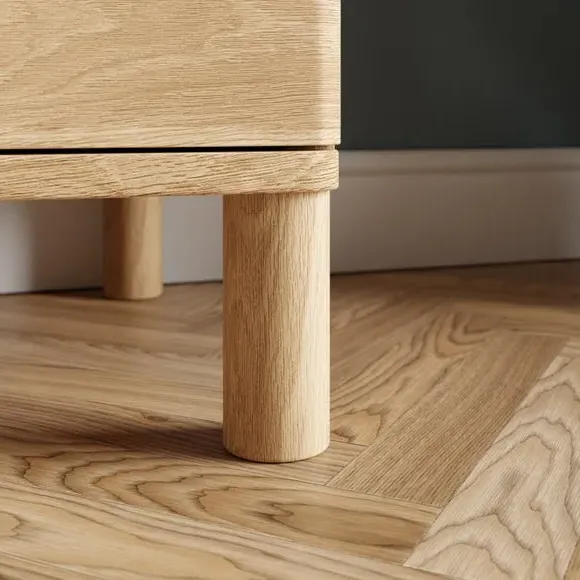 Wide 2-Drawer Bedside Table - Oak Effect