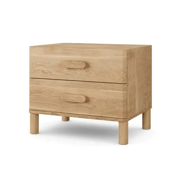 Wide 2-Drawer Bedside Table - Oak Effect