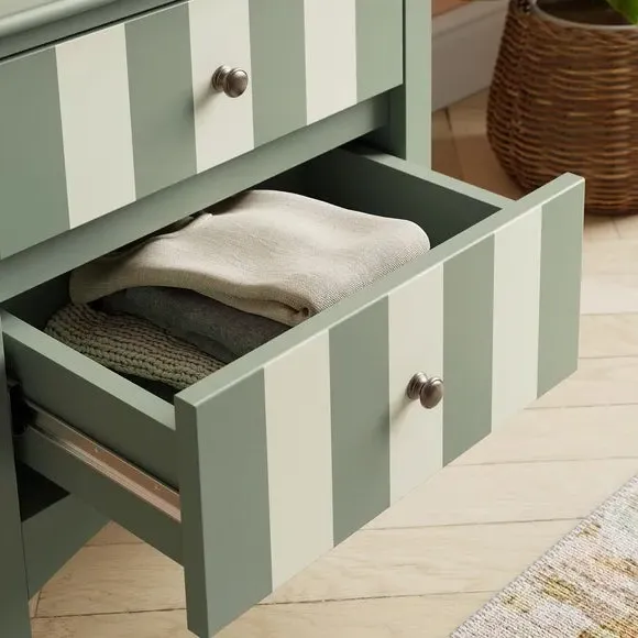 Wide 2-Drawer Bedside Table - Sage, Wood