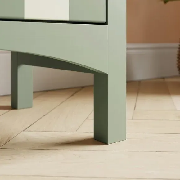 Wide 2-Drawer Bedside Table - Sage, Wood