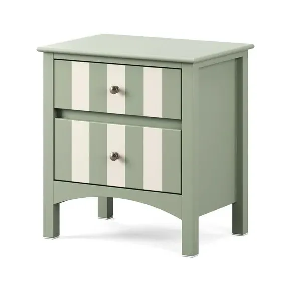 Wide 2-Drawer Bedside Table - Sage, Wood
