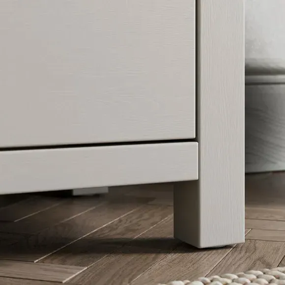 Wide 2 Drawer Bedside Table - Stone, Oak Effect