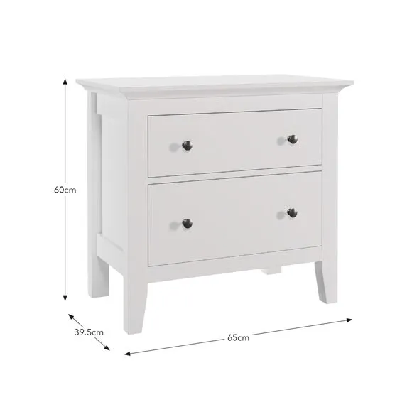 Wide 2-Drawer Bedside Table - White