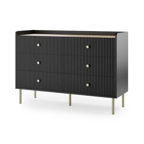 Wide 6 Drawer Chest - Black