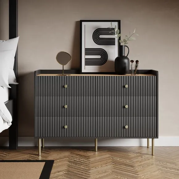Wide 6 Drawer Chest - Black image