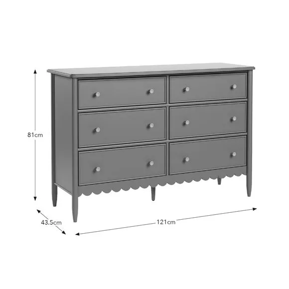 Wide 6 Drawer Chest - Lilypad Green, Wood