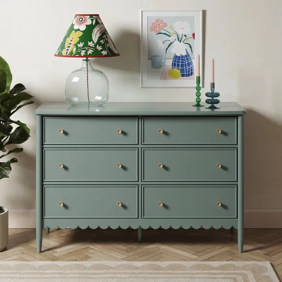 Wide 6 Drawer Chest - Lilypad Green, Wood image