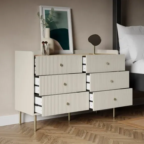 Wide 6 Drawer Chest - Natural