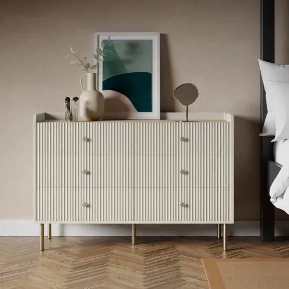 Wide 6 Drawer Chest - Natural
